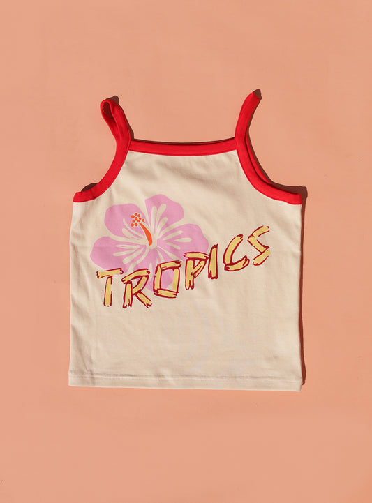 Cream & Red Tropics Singlet